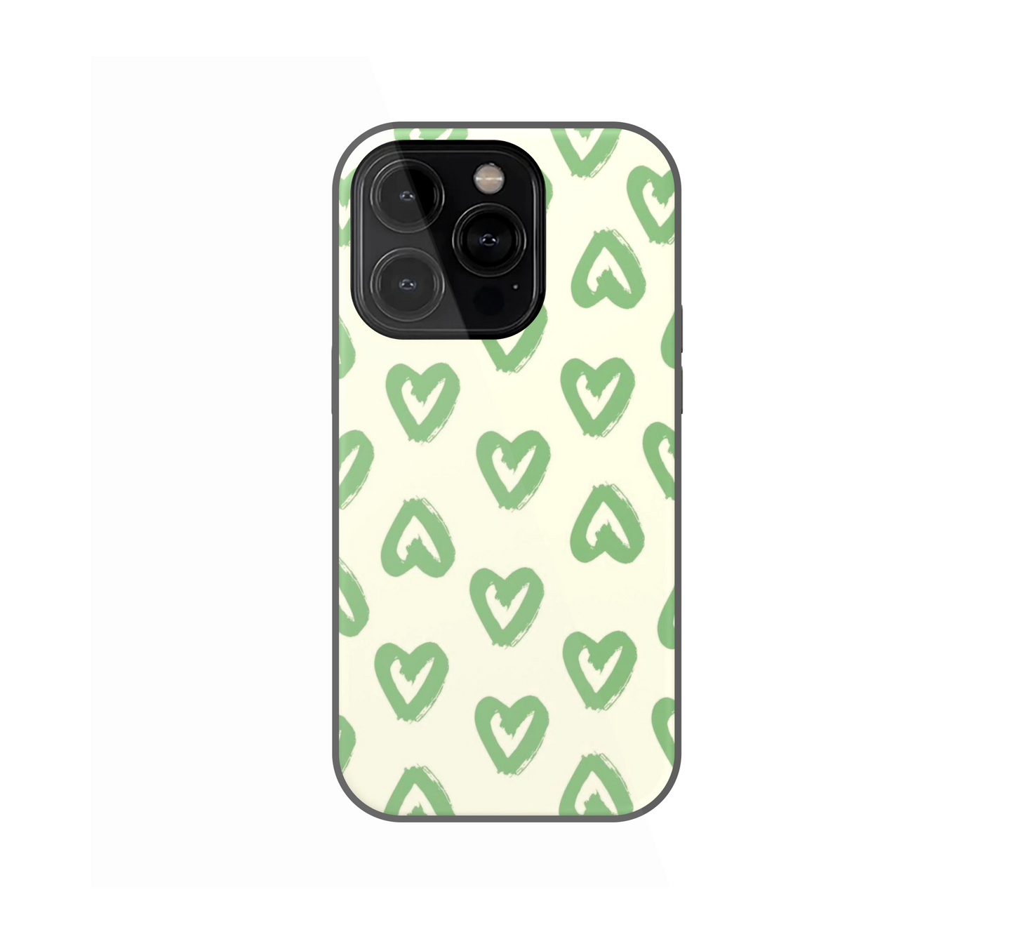 Brush Green Hearts Phone Case