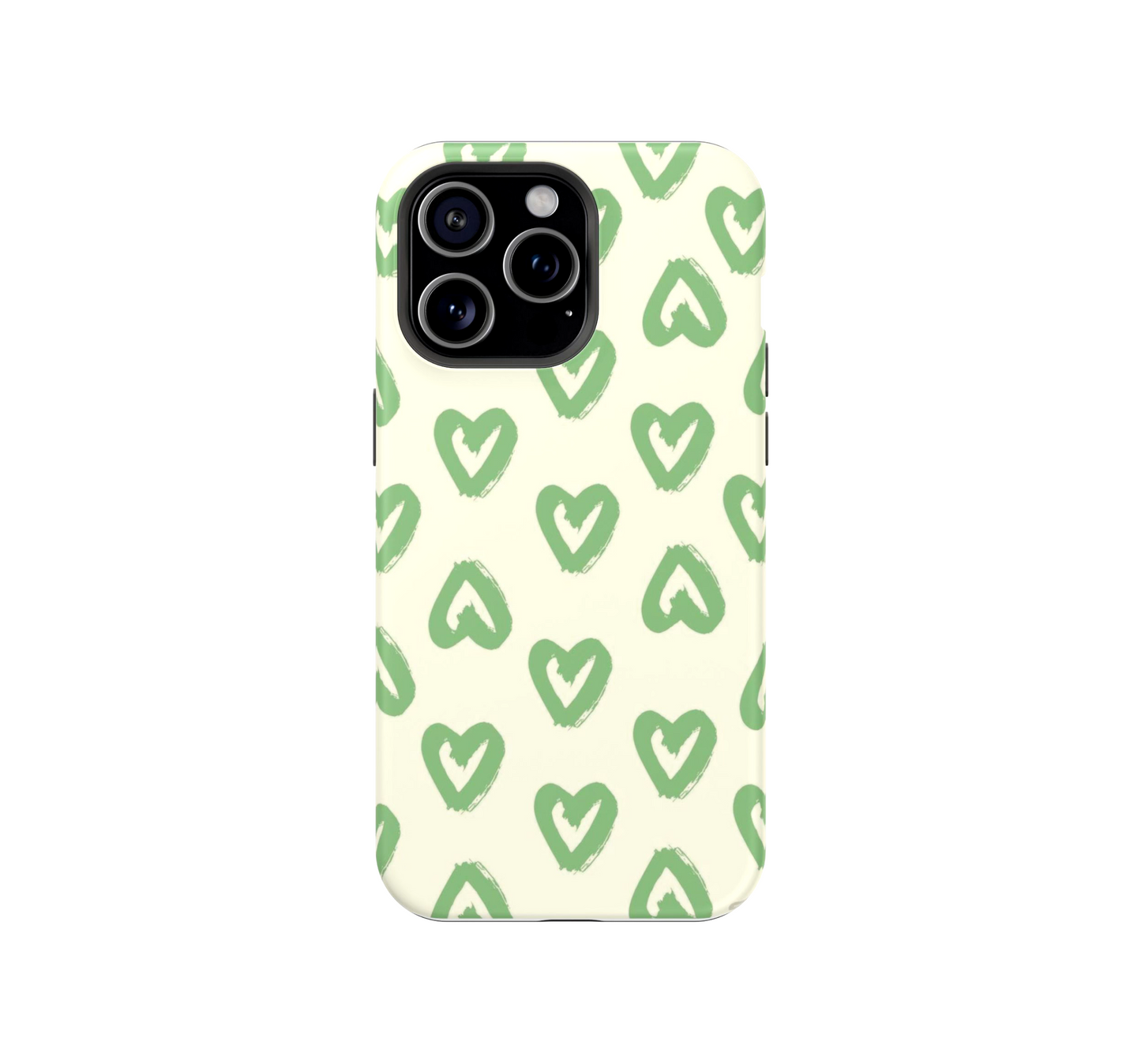 Brush Green Hearts Phone Case