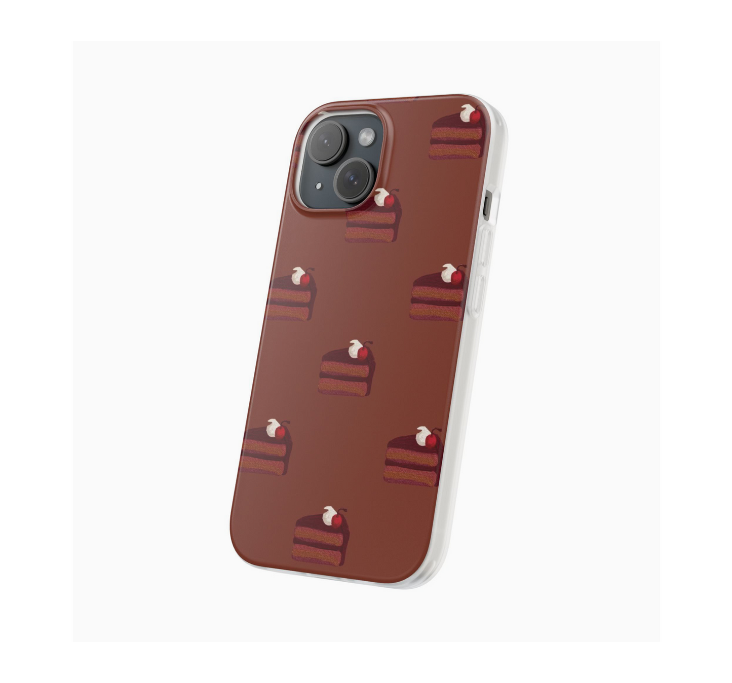 70% cacao dark chocolate cake with mirror glaze and raspberry coulis Phone Case