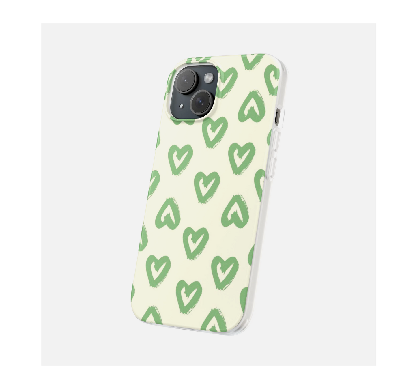 Brush Green Hearts Phone Case