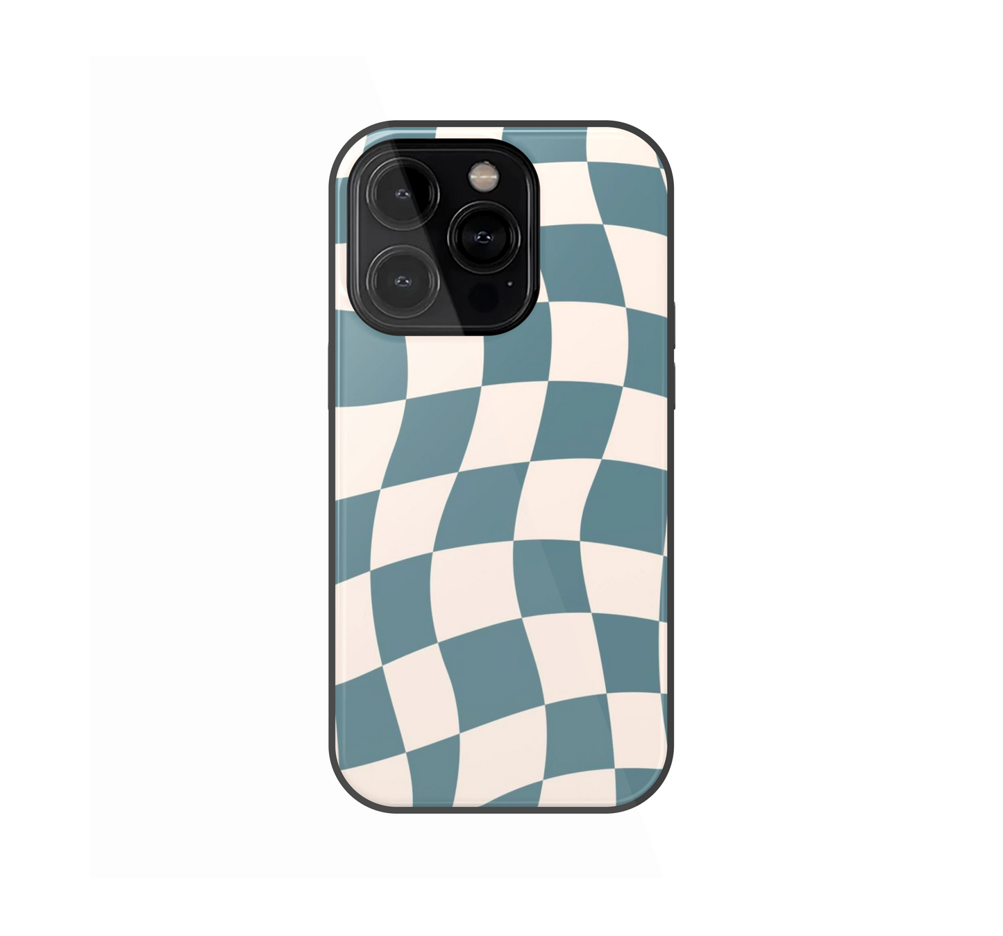 Teal Wave Check Phone Case