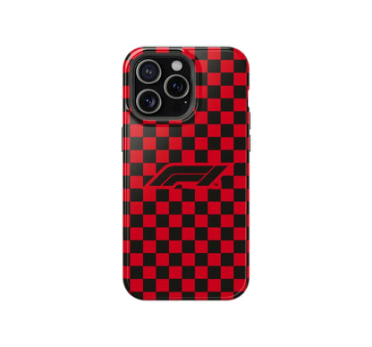 🏁 Red & Black Checkerboard F1 Logo Phone Case - XO Cases
