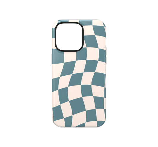 Teal Wave Check Phone Case