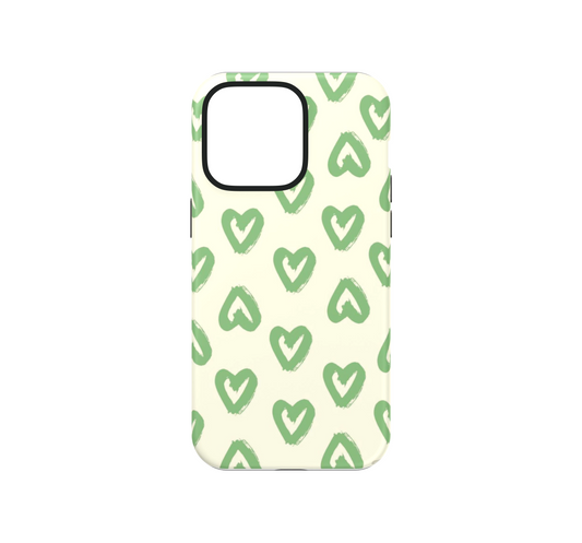 Brush Green Hearts Phone Case