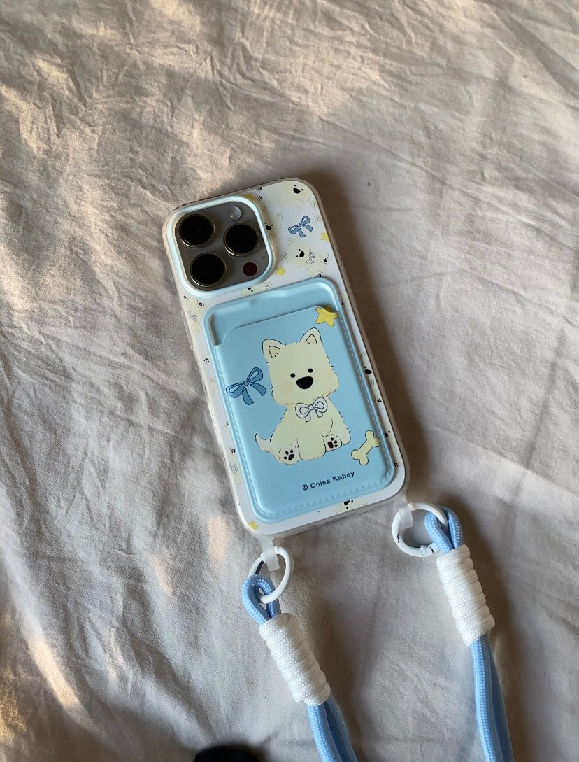 🐶 Ocean Pup – iPhone Case with Pocket & Rope Charm