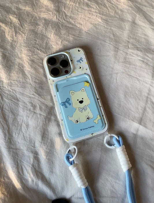 🐶 Ocean Pup – iPhone Case with Pocket & Rope Charm