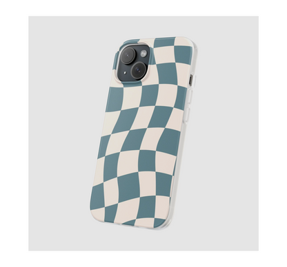 Teal Wave Check Phone Case