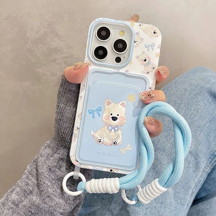 🐶 Ocean Pup – iPhone Case with Pocket & Rope Charm